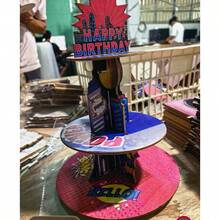 Rak Cupcake 3 Tingkat Bertema Superhero Kartun, Menara Pajangan Bertema Kota dengan Tulisan Selamat Ulang Tahun, Cocok untuk Dekorasi Meja Pesta Ulang Tahun Bertema Komik - MultiWarna - View 4