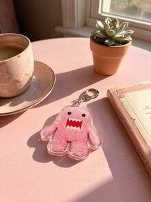 1pc/4pcs Domo-Kun Themed Square Acrylic Keyring Packs, Featuring Monster Destroying City, Pink Plush Design, Guitar Playing And Tiger Costume Designs, Fashionable Bag Charm, Suitable For Back To School, Gift For Domo Fans, Exquisite Collection, All Season - Multicolor - View 9