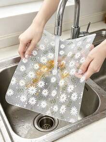 1 Roll Width 30/45cm/11.81in/17.72in Cabinet Lining, Easy To Clean Moisture-Proof Pad, Waterproof, Oil Resistant, Shelf Lining Can Be Trimmed, Suitable For Kitchen, Refrigerator, Table And Drawer, Floral Pattern Design, Simple And Atmospheric. - Chrysanthemum Cushion - View 3