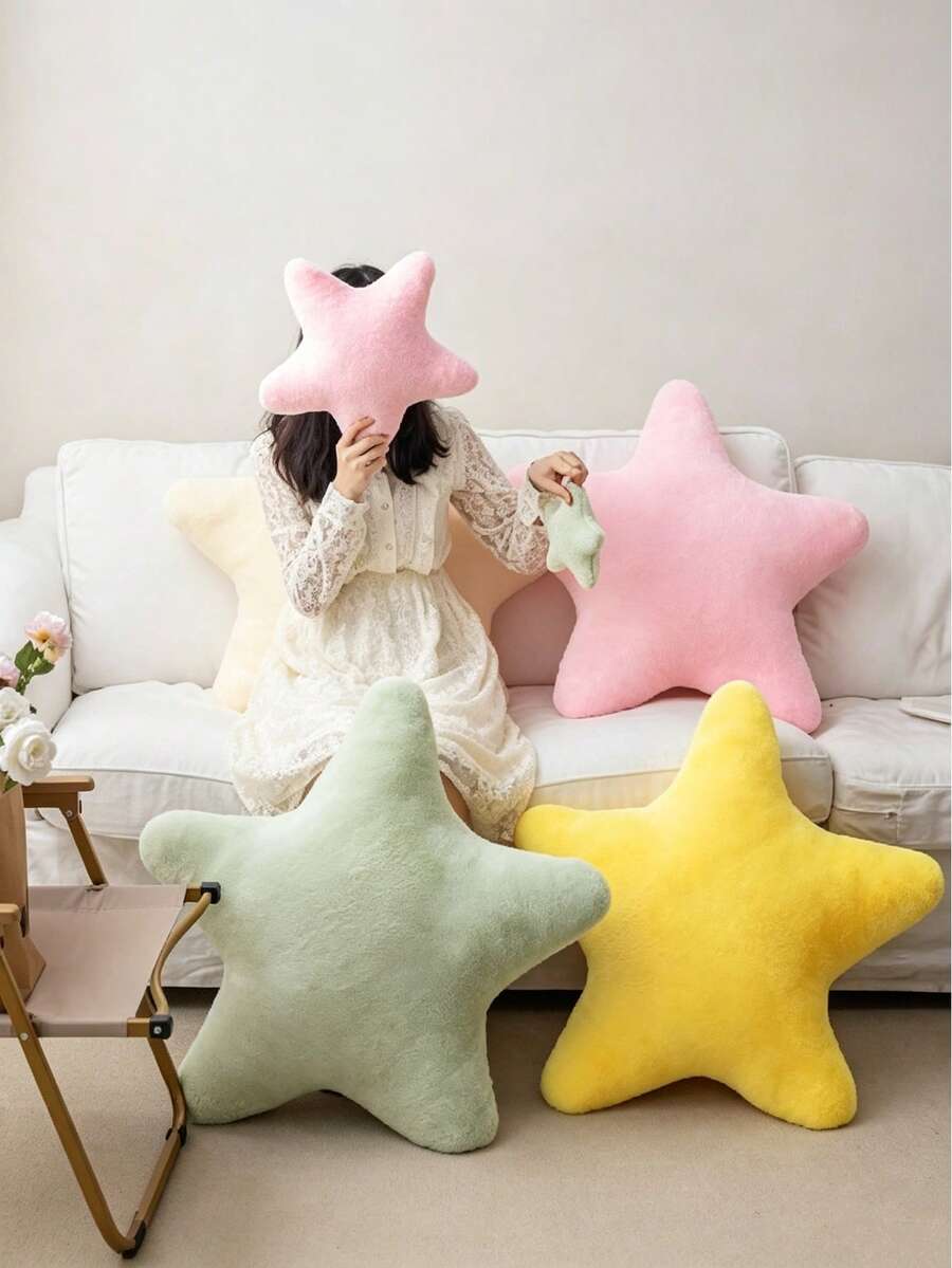 Multi-Color Star-Shaped Plush Throw Pillow, Cute Gift For Girls, Home Essential, Suitable As Daily Gift For Friends And Family - Multicolor - View 1