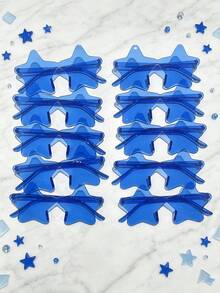 1/5pcs Transparent Blue Star Shaped Glasses, Frameless Novelty Party Decoration Eyewear, Festival Beach Photo Booth Props, Suitable For Women - Multicolor - View 8
