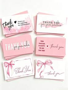 20/50Pcs Pink Watercolor Thank You Cards, 6 Styles Available Bow Design Small Business Package Insert Cards, Thank You For Your Order Cards For Retail Packaging - Sets - View 5
