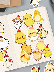 50Pcs Lovely Chick Stickers, Sweet Adorable Yellow Little Chicken Stickers, Waterproof Vinyl Decals For Phone Cases, Water Bottles, Laptops, Luggage, Journal, Scrapbook, Gift - Multicolor - View 5