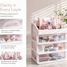 Multi-Layer Drawer Cosmetic Storage Box Transparent Dustproof Vanity Skincare Organizer Desktop Large Capacity Storage Bin - Multicolor - View 4