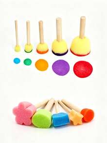 25pcs Paint Sponge Brush Set, Sponge Pattern Brush Tools, Multiple Shapes Available, Foam Stamps And Roller Stamping Rods, Suitable For DIY, Classroom And Home Handicraft Projects, Washable And Reusable, Sponge Painting Stamps - Combo Set - View 5