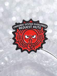 1 Pc Language System Overloaded Request Mute Enamel Pin, Angry Funny Face Brooch, Anti‑Social Meme Badge For Backpack Jacket - Multicolor - View 5