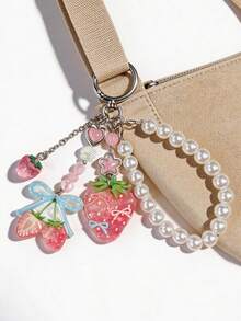 1pc Cute Bow & Star Decor Bead Student Back To School Valentine's Day Keychain - Multicolor - View 3