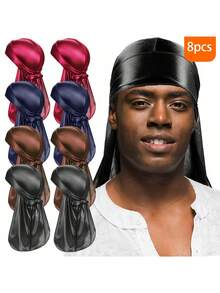 CONFLASS 1/8Pcs Unisex Silk Headband-Solid Color Stretchy Headband,Suitable For Sports,Outdoors & Daily Styling | Breathable Hair Protection,Adjustable Size - A - View 5