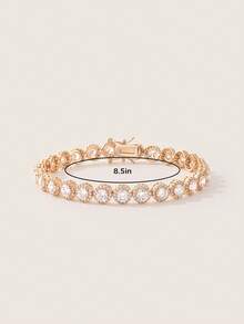 Valisandre 1 chiếc vòng tay tennis thời trang đa năng cổ điển, đính đá Cubic Zirconia lấp lánh, tùy chọn 6–9 inch, thích hợp làm quà tặng - Vàng - Xem 8