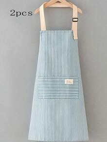 Apron - Simple & Fashionable Kitchen Cooking Working Apron, Stripe Pattern, Anti-Oil For Household - Multicolor - View 16