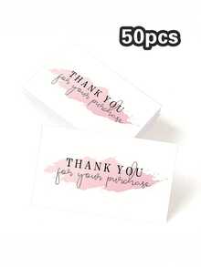 20/50Pcs Pink Watercolor Thank You Cards, 6 Styles Available Bow Design Small Business Package Insert Cards, Thank You For Your Order Cards For Retail Packaging - Sets - View 13