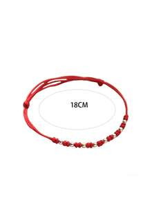 1 chiếc vòng tay dây đỏ hạt tròn bạc Sterling S925 phong cách nhẹ nhàng tươi mới hàng ngày cho nữ, dây đeo tay cá tính ngách đơn giản, thanh lịch tinh tế, nhẹ nhàng, đa năng, quà tặng cho bạn gái, bạn thân, dịp lễ - hạt tròn - Xem 8