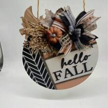 Trang trí treo cửa trước "Hello Fall", vòng hoa mùa thu, trang trí cửa trước, trang trí hiên nhà, vòng hoa mùa thu 3D, chữ 2D, trang trí nhà cửa, biển gỗ mùa thu ngoài hiên - Nhiều màu - Xem 6