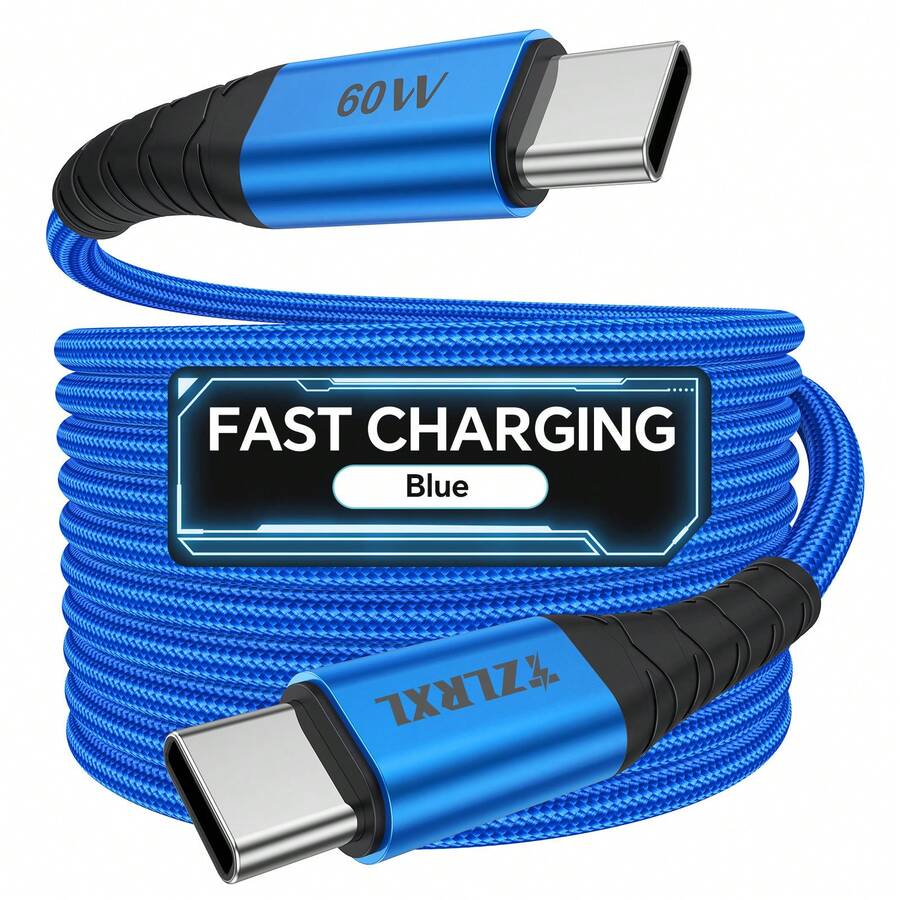 Charger Super Cepat 60W Terbaru, Kabel Data USB-C ke Type-C, Kompatibel dengan Pengisian Cepat 18/17/16/15 dan Perangkat Lainnya