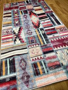 Digitally Printed Non-Slip Washable  And Area Rug Suitable For Living Room, Bedroom, Outdoor, Kitchen Carpet, Modern Design | Modern, Scandinavian, Bohemian And Classic Styles | 100% Polyester - Black - View 7