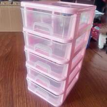 3-Layer/4-Layer/5-Layer Stackable Mini Storage Drawers, Plastic Vanity With Drawers, Suitable For Arts And Crafts, Small Tools, Sewing Accessories, Stationery And Hardware, Pink Frame - View 11