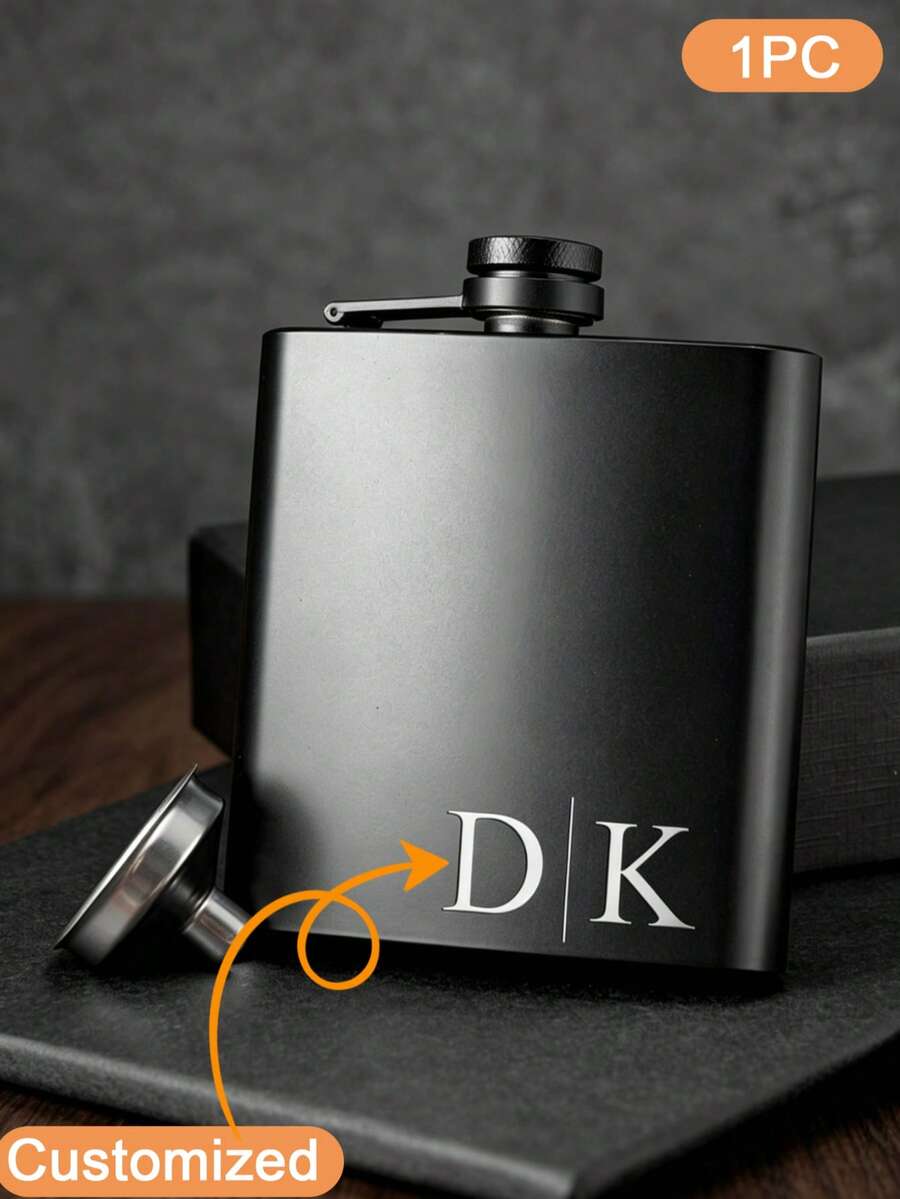 1 Personalized Custom Hip Flask, Christmas Hip Flask, Customized Hip Flask, Father's Gift, Father's Day Must-Have, Boyfriend Gift, Customized Father's Gift, Birthday Gift, Boyfriend's Birthday Gift, Customized Leather Hip Flask, - Black - View 1
