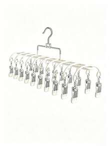 Double-Layer Clip Hanger Anti Slip Space Saving Made Of High-Quality Metal Multipurpose Pants Rack Suitable For Drying Items Like Underwear Socks Multifunctional Drying Rack And Wardrobe Organizer Accessory Ideal For Homes Bedrooms And Balconies - Multicolor - View 13