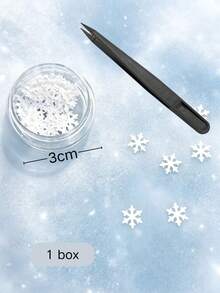 1 Box Pure White Snowflake Nail Stickers, Lightweight 3D Snowflake Design, Autumn/Winter Christmas Vibe, Handmade Press-On Nails, Delicate And Beautiful Nail Accessories - White - View 8