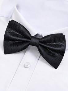 Plaid Adjustable Bowknot, Simple Versatile Bowtie Suitable For Wedding, Party, Cocktail, Banquet - Black - View 1