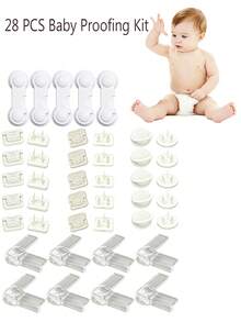 28pcs Baby Safety Protection Set, Cabinet Locks, Outlet Covers And Corner Protectors, No Drilling Required Toddler Home Safety Kit - Multicolor - View 2