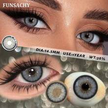 FUNSACHY عدسات لاصقة ناعمة بلون طبيعي بني 14.5 مم، استبدال سنوي، إكسسوار مكياج تنكري للهالوين - FSC-ALPS-رمادي - مشاهدة 3