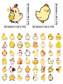 50Pcs Lovely Chick Stickers, Sweet Adorable Yellow Little Chicken Stickers, Waterproof Vinyl Decals For Phone Cases, Water Bottles, Laptops, Luggage, Journal, Scrapbook, Gift - Multicolor - View 6
