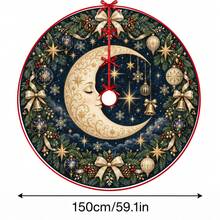 1件裝臉部新月星空聖誕圖案聖誕樹裙，優雅配色節日裝飾，5種尺寸，男女皆宜，適合居家與派對的完美聖誕節禮物裝飾 - 人臉新月星空聖誕款 - 查看 13