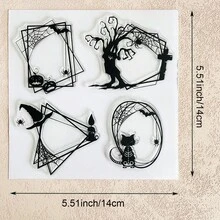 Halloween Clear Silicone Stamps With Pumpkin Ghost Witch Bat Cat Castle Patterns For Scrapbooking, Card Making & DIY Paper Crafts - Halloween-3 - View 16