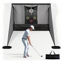 Golf Hitting Net | 10x7FT | Golf Hitting Net Systems Ball Netting with Target Mat | for Outdoor Indoor Driving Chipping Training Swing - Schwarz - Übersicht 2