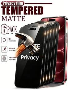 Mr. War Gorilla 6pcs Soft Film Privacy Screen Protector - Compatible With IPhone Duo/18promax/18pro/18/17e/17 Pro Max/17 Pro/17Air/17/16 Pro Max/16 Pro/16 Plus/16/15 Pro Max/15/14/13/12 And Other Models. [Ceramic Matte Privacy Screen Protector]Surface Privacy Layer Design, Only Maintains Left And Right Privacy, Top And Bottom And Front View Are Visible, Front View Is Clear And Lossless Image Quality, Matte Surface Operation Is Smooth, Soft Film Full Coverage Design, Precise Cutout, Does Not Block Camera, Phone Accessories, Beginners Can Also Easily Install. - Black - View 2