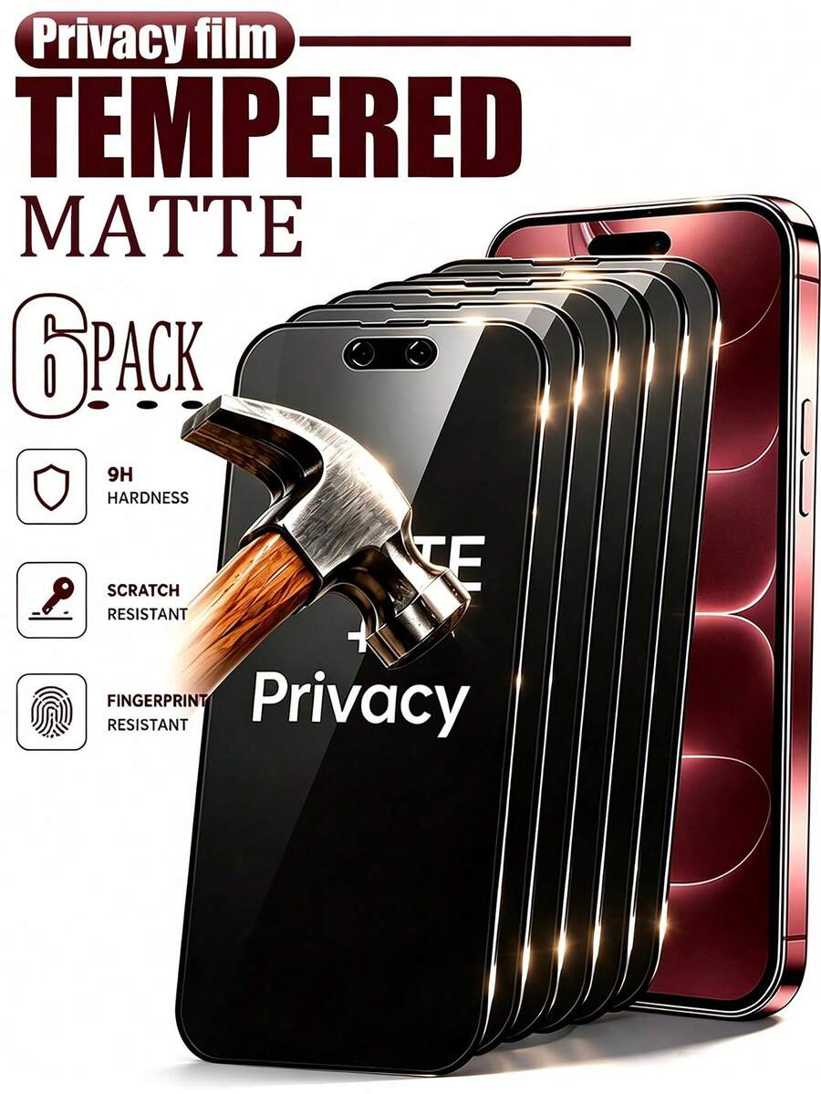 Mr. War Gorilla 6pcs Soft Film Privacy Screen Protector - Compatible With IPhone Duo/18promax/18pro/18/17e/17 Pro Max/17 Pro/17Air/17/16 Pro Max/16 Pro/16 Plus/16/15 Pro Max/15/14/13/12 And Other Models. [Ceramic Matte Privacy Screen Protector]Surface Privacy Layer Design, Only Maintains Left And Right Privacy, Top And Bottom And Front View Are Visible, Front View Is Clear And Lossless Image Quality, Matte Surface Operation Is Smooth, Soft Film Full Coverage Design, Precise Cutout, Does Not Block Camera, Phone Accessories, Beginners Can Also Easily Install.