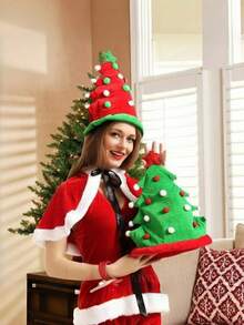1PC Christmas Decoration, Creative Christmas Tree Hat, Party Hat, Holiday Hat, Christmas Party Decoration Hat. - Multicolor - View 3