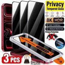 3入組隱私螢幕保護貼套組，相容 iPhone 18 Pro Max/17/16 Pro Max/16 Plus/16/15 Pro Max/14/13/12，9H 隱私鋼化玻璃，全螢幕覆蓋，易安裝、無氣泡、觸感順滑，相容手機殼 - 3件 - 查看 10