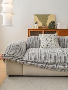 1pc High-Weight Chenille Material Soft Elastic Sofa Cover, Pet-Friendly All-Season Full Coverage Design, Old Sofa Renewal Machine Washable Holiday Decor Home Furnishing, Suitable For Most 1-4 Seater Sofas - Dark Grey - View 6