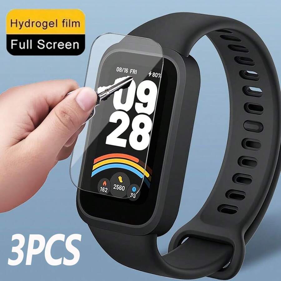 3pcs Hydrogel Screen Protector Compatible With Xiaomi Band 9 Active High Clarity Soft Film Flexible Full Adhesive Smartwatch - Hydrogel Film 3PCS - View 1
