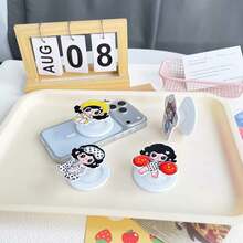 Kawaii Cartoon Girl Magnetic Phone Grip Holder, Cute Anime Chibi Girl Acrylic Rotatable MagSafe Phone Socket, Funny Character Foldable Phone Stand For Girls - Multicolor - View 6
