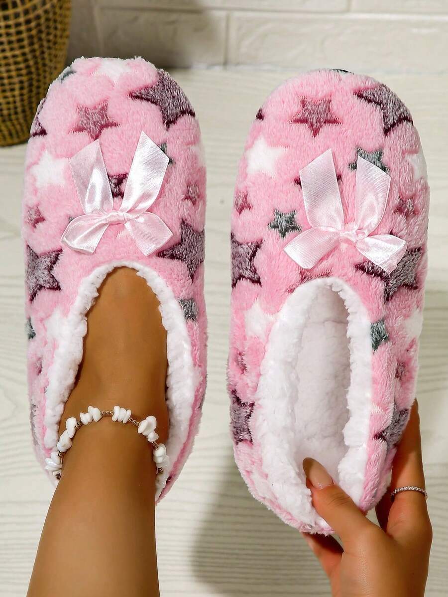 RALSWNAY Fall/Winter Women's Soft And Comfortable Indoor Home Slippers,Fluffy Slippers - Pink - View 1