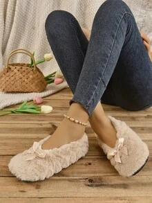 RALSWNAY Dép đi trong nhà nữ mùa thu/đông mềm mại thoải mái, dép lông xù - Lạc đà - Xem 5