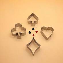 Poker Card Shaped Cookie Cutter, Stainless Steel Cookie Press Mold, Club Spade Diamond Heart Shaped Pastry Mold, Lips Love Flower Round Valentine's Cookie Cutter, Baking Cake Mold, Suitable For Making Cookies, Cakes, Bread And Clay Crafts, Kitchen Baking Accessories For Holiday Baking - View 2