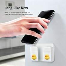 Cartoon Duck Wall-Mounted Phone Holder, Bedside Charging Storage Base, Living Room Air Conditioner Remote Control Multi-Function Storage Box - Duck Pattern - View 1