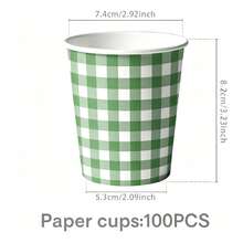 Colorful Plaid Tea Party/Picnic Themed Paper Cups - 10/20/60pcs, Suitable For Afternoon Tea, Birthday, Holiday, Theme Party, Family Picnic And Other Occasions. - Multicolor - View 24