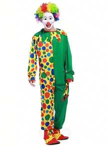 2PCS/Men's Clown Costume Set, Adult Multi-Color Funny Circus Clown Outfit, Halloween, Carnival, Cosplay Party Costume - Multicolor - View 8
