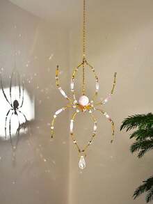 Handmade Beaded Spider Suncatcher, Pink Crystal Spider, Can Be Hung On Windows, Gardens, Suitable For Indoor And Outdoor Backyards, Ceilings And Room Home Decor, Halloween Gift - Multiple Styles - View 7