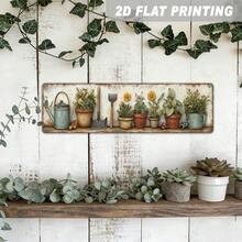 2D Flat Single Piece, Vintage Garden Tools And Potted Plants Metal Sign, Farmhouse Style, Wall Hanging, Country Style Decor, Suitable For Kitchen, Bathroom, Entryway, Decorative Sign And Plaque, 10.01X40.01cm - A - View 6