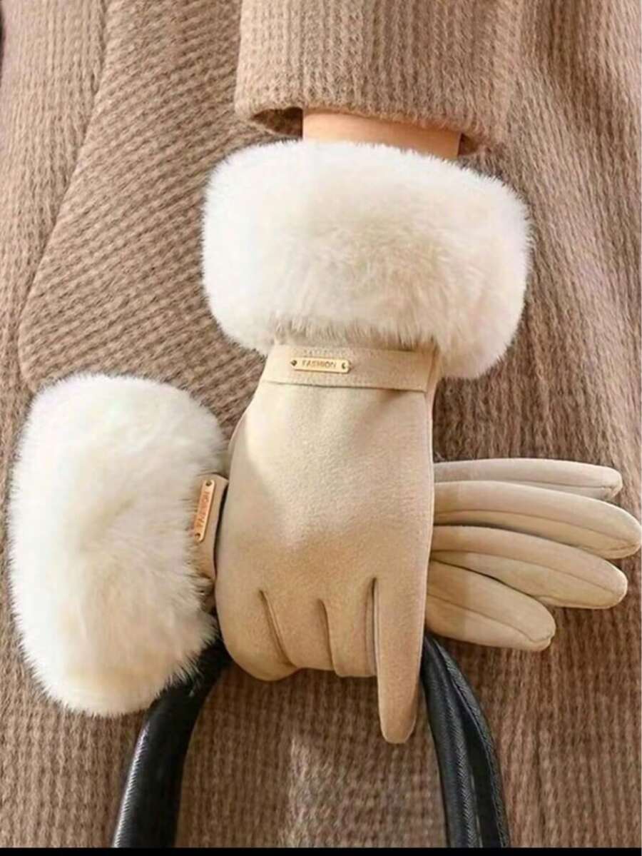 Women's Black Touchscreen Gloves, Waterproof, Soft Warm Wool Lining, Winter Outdoor Gloves, Halloween - Multicolor - View 1