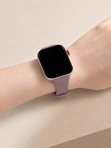 Minimalist Solid Color Silicone Watch Band, Compatible With Huawei Smart Watch/Band Fit 3/Fit 4/Fit 4Pro/Fit 5/Fit 5Pro Wristband - Smoke Purple - View 2