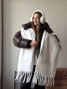 1pc Women Autumn/Winter New Plush Tassel Scarf, Warm And Large Shawl And Warm For Outdoor, Simple And For Daily Wear Scarves - Multicolor - View 5