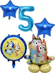 MASSDI Set Balon Foil Bertema Kartun Bluey, Bentuk Karakter Bulat, Bintang, dan Angka, Berbagai Ukuran 30/25,5/18 Inci (76,2/65/45,7 cm), Tepi Halus, Mudah Ditiup & Dipajang, Ideal untuk Dekorasi Tempat Perayaan Ulang Tahun, Hadiah Kreatif, Souvenir Pesta - Berbagai gaya - View 8