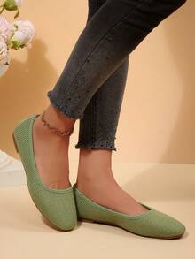 Sepatu Slip-On Kasual Warna Polos Ukuran Besar untuk Wanita, Cocok untuk Aktivitas Luar Ruangan Musim Panas - hijau rumput - View 1